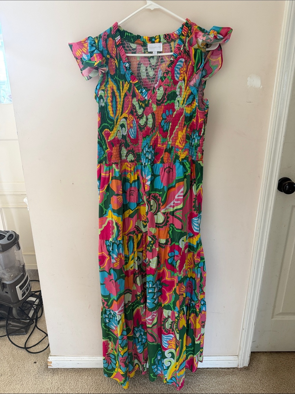 Sugarlips Pink Green Blue Floral Maxi Dress